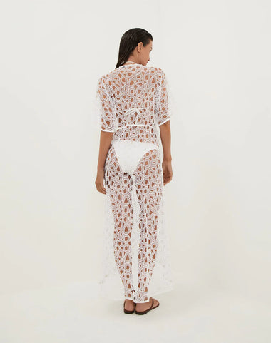 Eyelet Arie Long Cover Up Off White