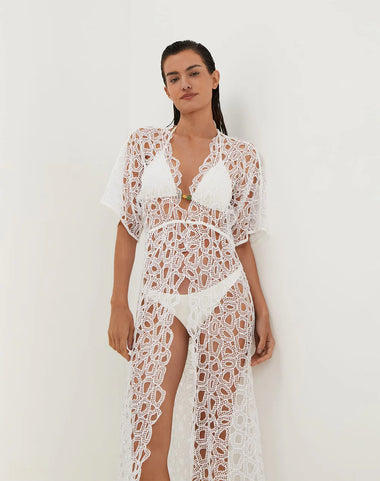 Eyelet Arie Long Cover Up Off White