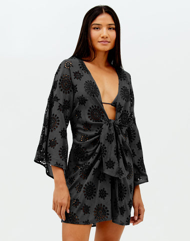 Eyelet Perola Short Cover Up Black - Cover Up