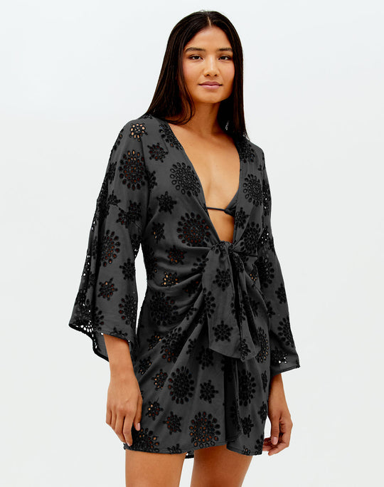 Eyelet Perola Short Cover Up Black - Cover Up