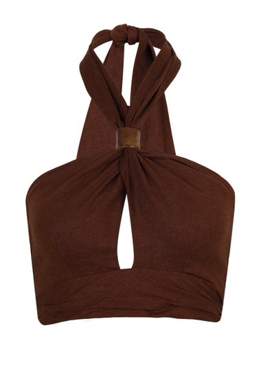 Luna Halter Top Brown