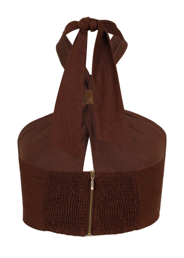 Luna Halter Top Brown