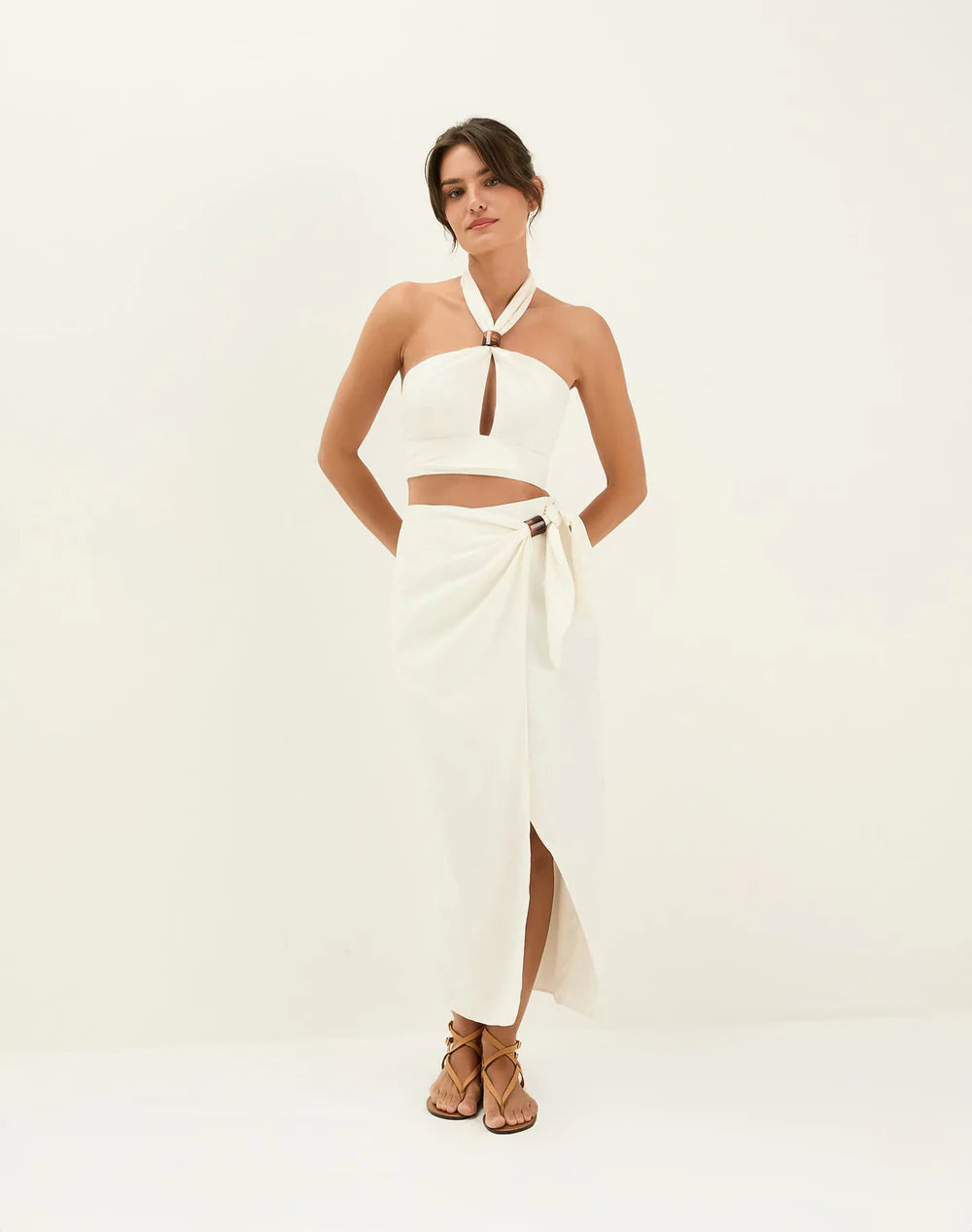 Load image into Gallery viewer, Luna Halter Top Off White
