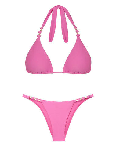 Solid Paula Triangle Top Pink - Bikini Top