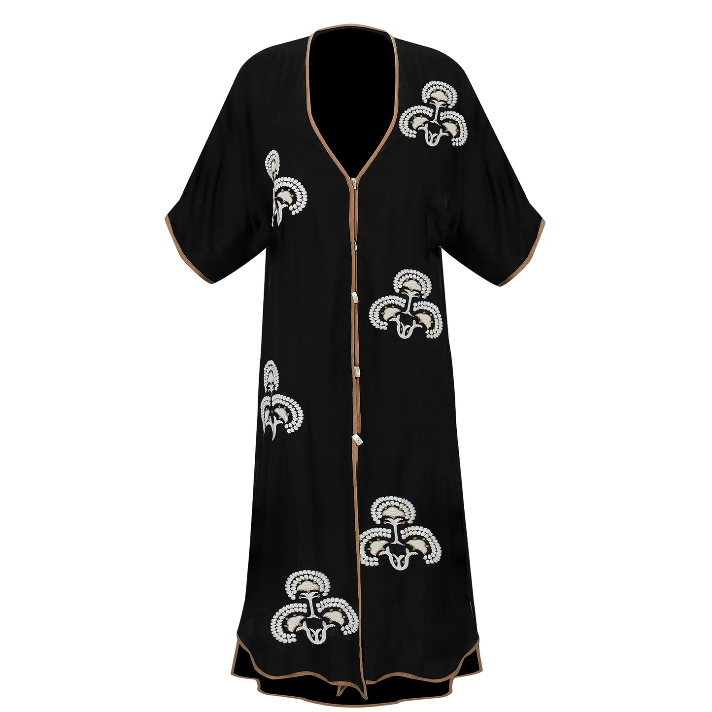 Load image into Gallery viewer, Solid Braid Caftan Black - Kaftan

