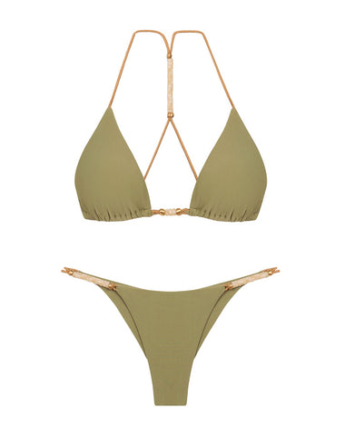 Solid Brooke Cheeky Bottom Olive - Bikini Bottom