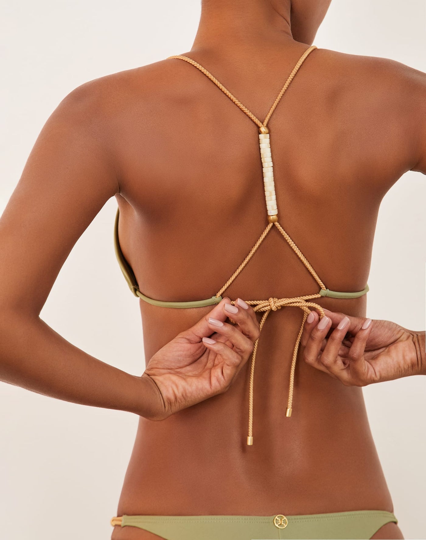 Load image into Gallery viewer, Solid Brooke Tback Top Olive - Bikini Top
