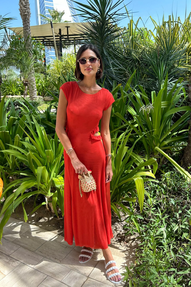 Solid Evie Long Dress Orange