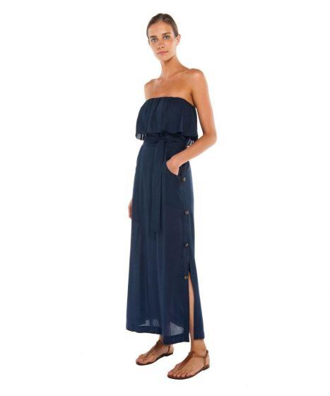 Vix Solid Glenda Long Dress Navy