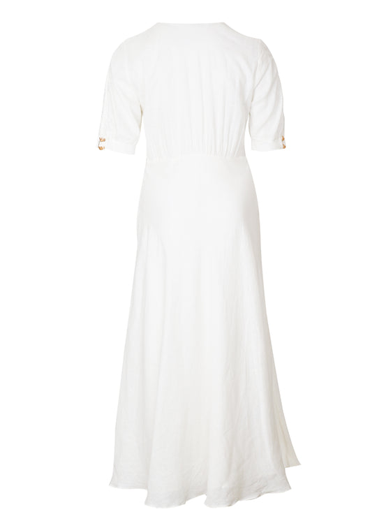Load image into Gallery viewer, Solid Irida Detail Midi Dress Off White
