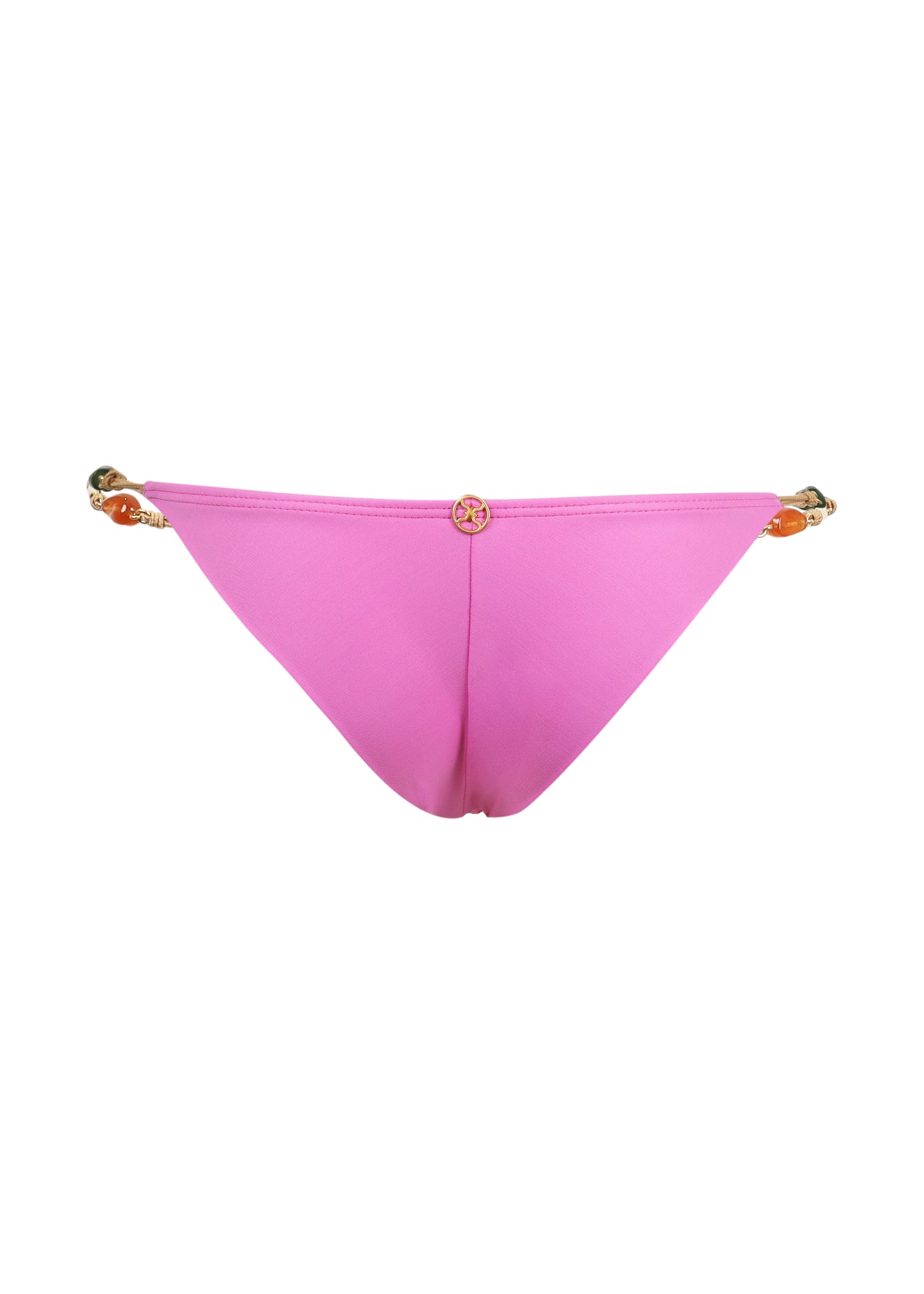 Load image into Gallery viewer, Solid Kaia String Detail Cheeky Bikini Bottom Pink
