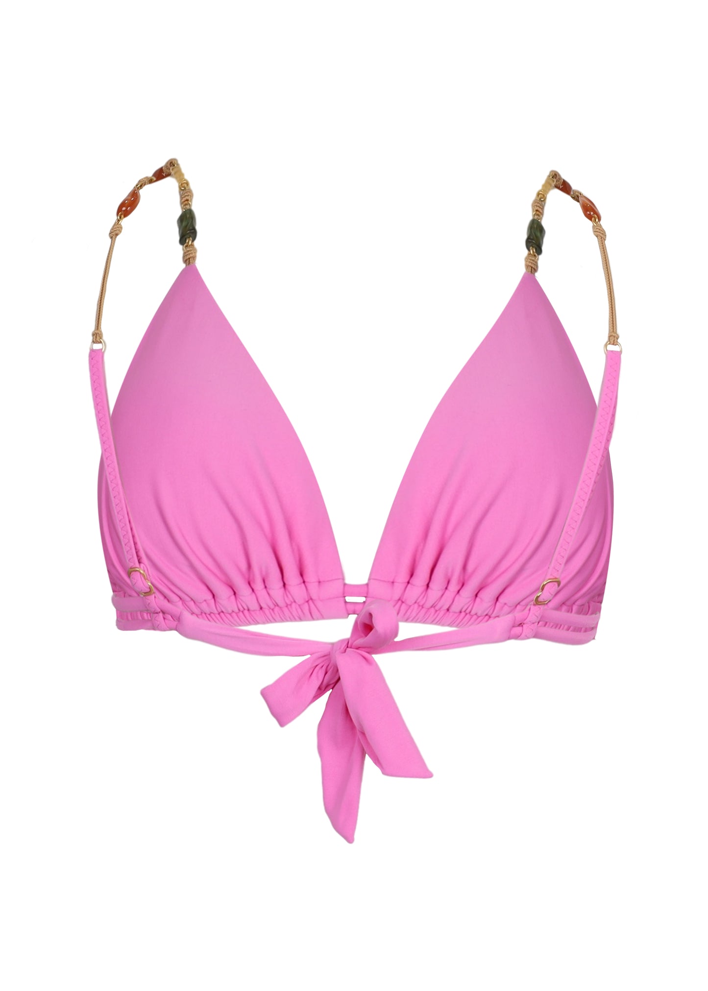 Load image into Gallery viewer, Solid Kaia Triangle Parallel Bikini Top Pink
