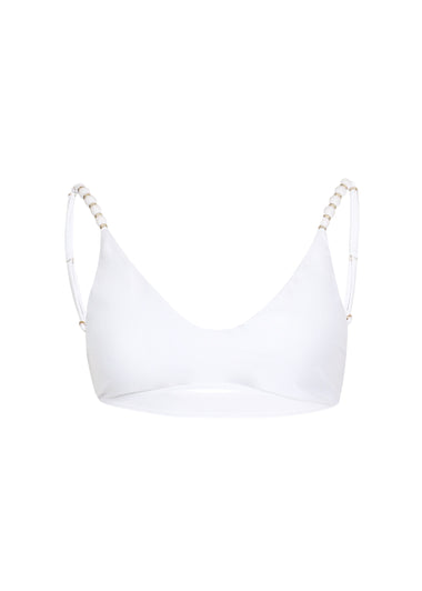 Solid Li Beads Bikini Top White