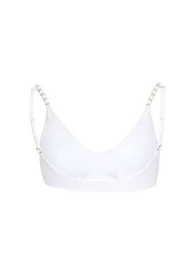 Solid Li Beads Bikini Top White