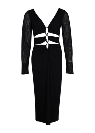 Solid Luna Midi Dress Black