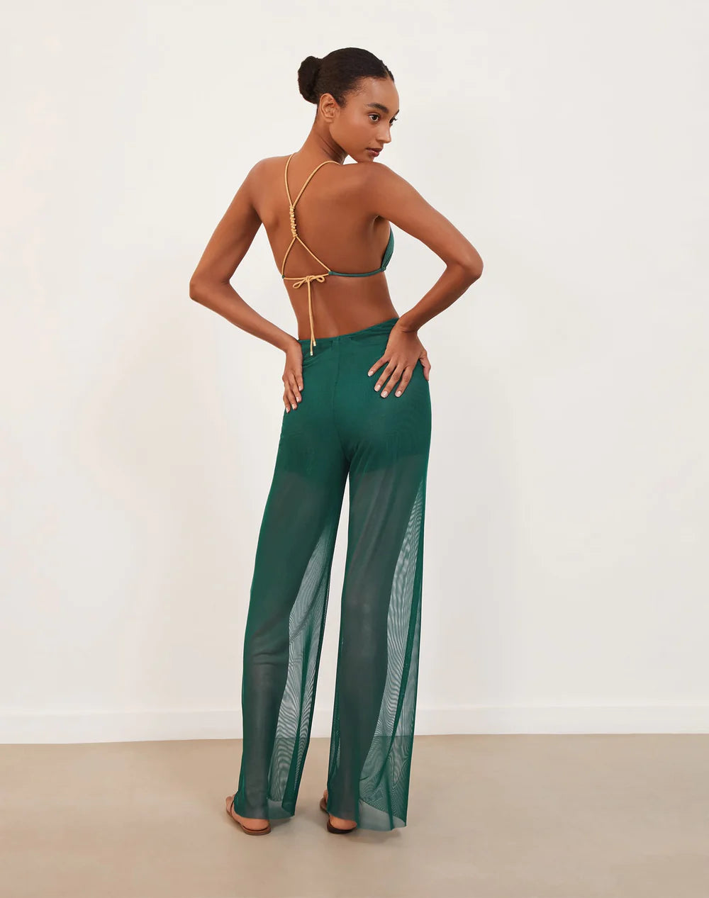 Load image into Gallery viewer, Solid Pareo Pants Green - Trousers
