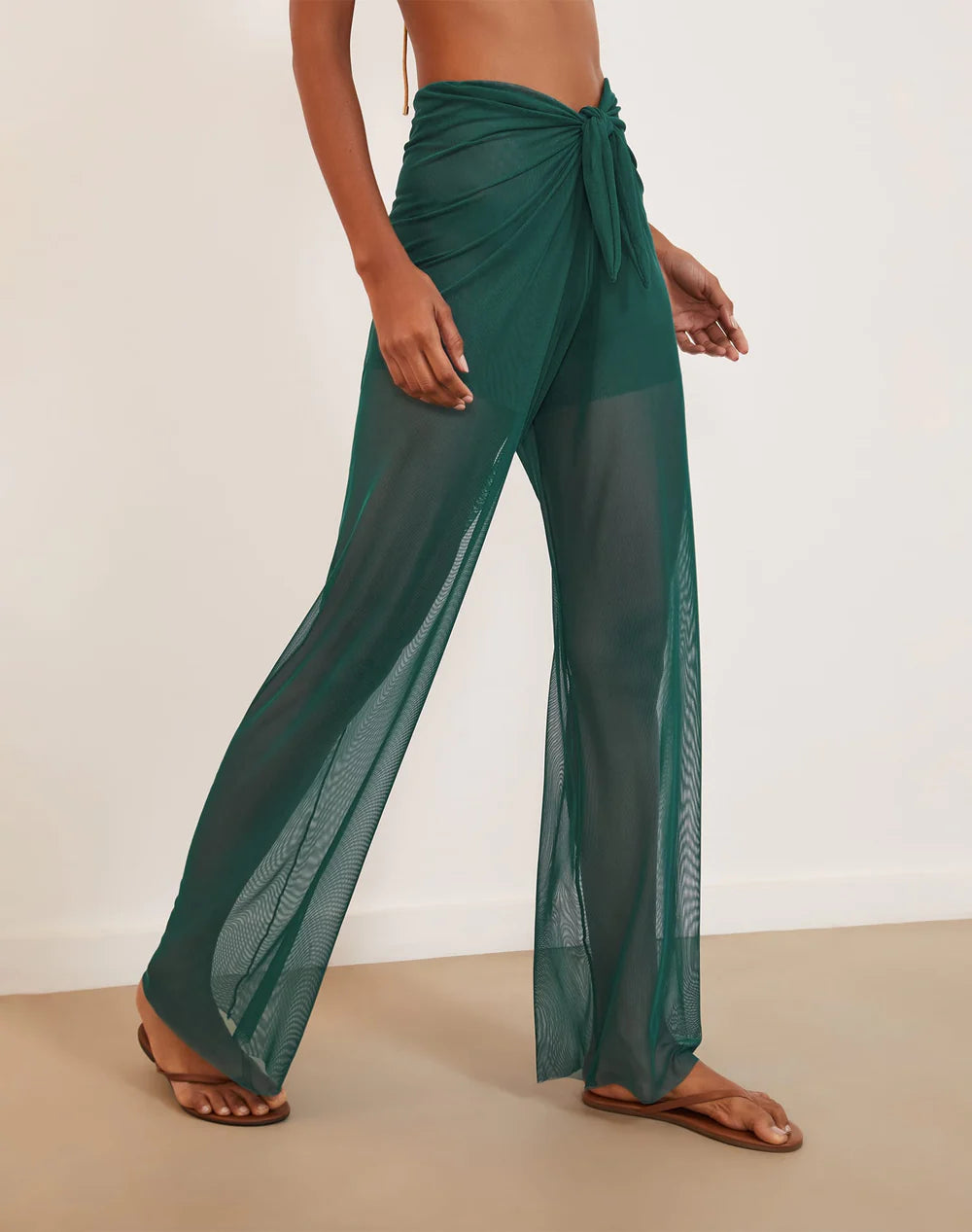 Load image into Gallery viewer, Solid Pareo Pants Green - Trousers
