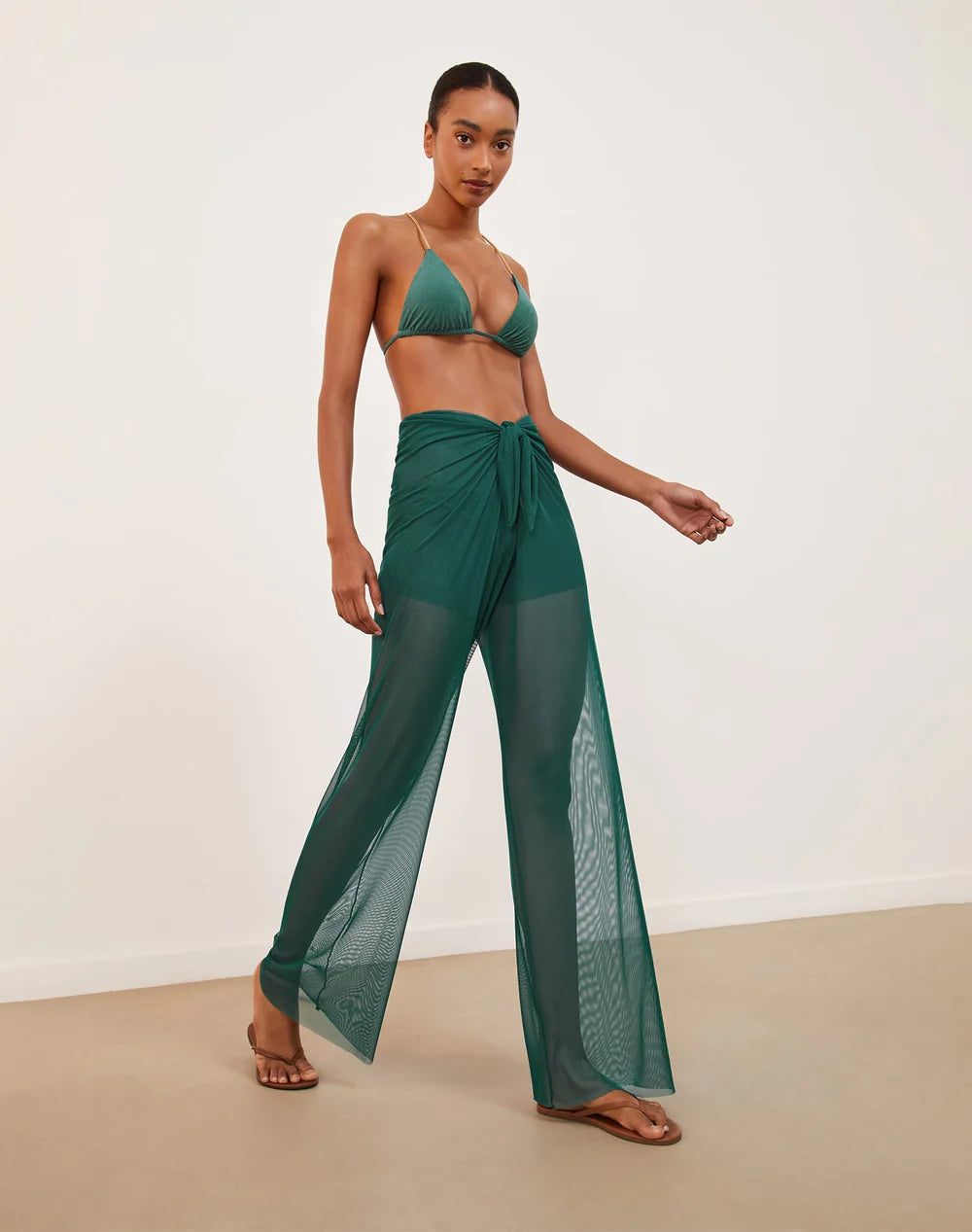 Load image into Gallery viewer, Solid Pareo Pants Green - Trousers
