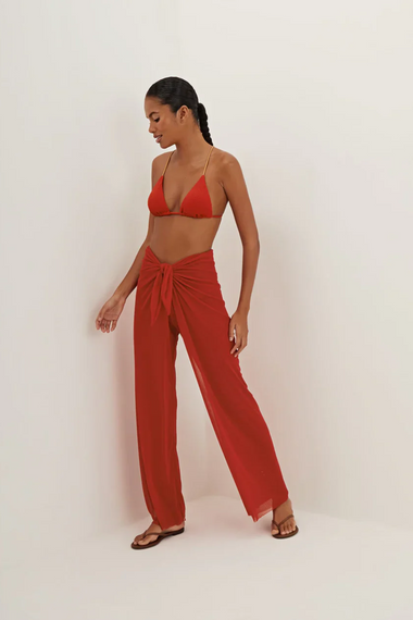 Solid Pareo Pants Ruby Red