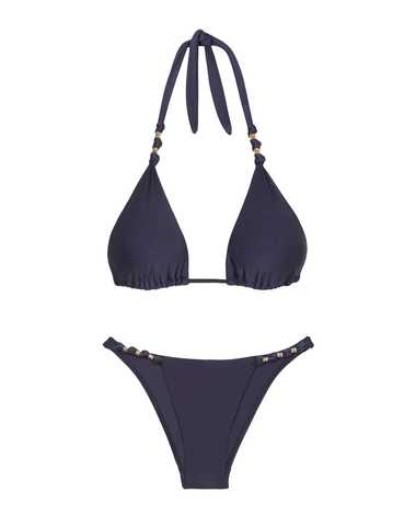 Solid Paula Brazilian Bottom Navy - Bikini Bottom