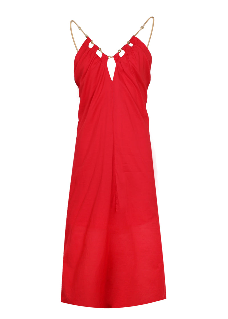 Solid Zima Detail Cover Up Red