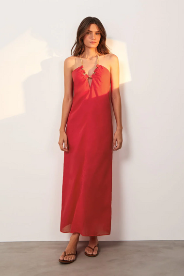 Solid Zima Detail Cover Up Red