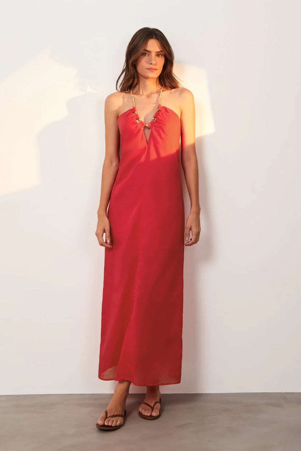 Load image into Gallery viewer, Solid Zima Detail Cover Up Red
