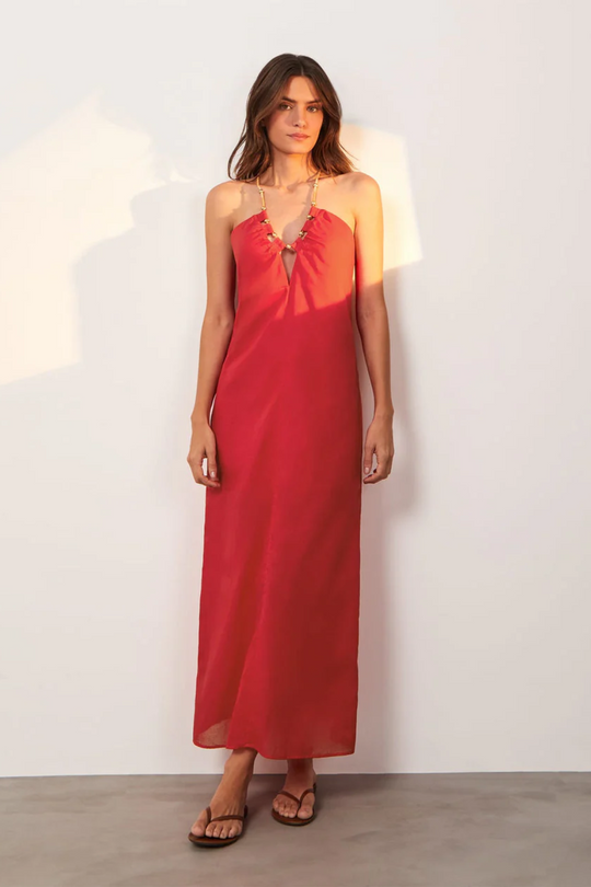 Load image into Gallery viewer, Solid Zima Detail Cover Up Red
