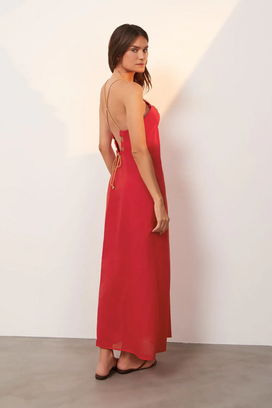 Load image into Gallery viewer, Solid Zima Detail Cover Up Red
