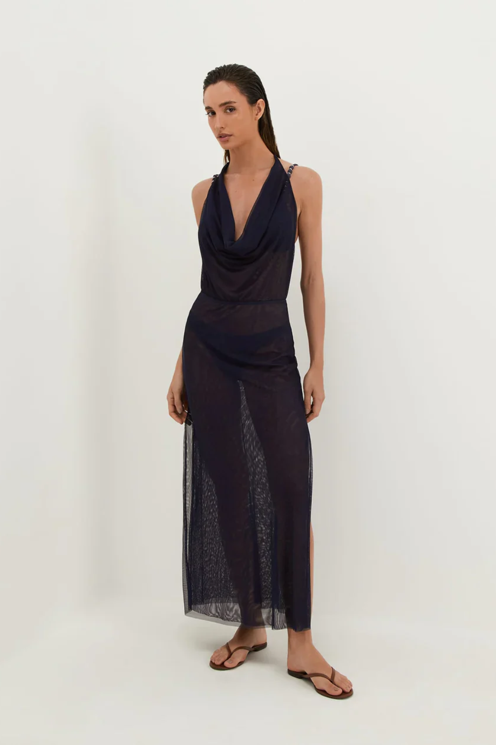 Load image into Gallery viewer, Tilly Long Cover Up Sailboat
