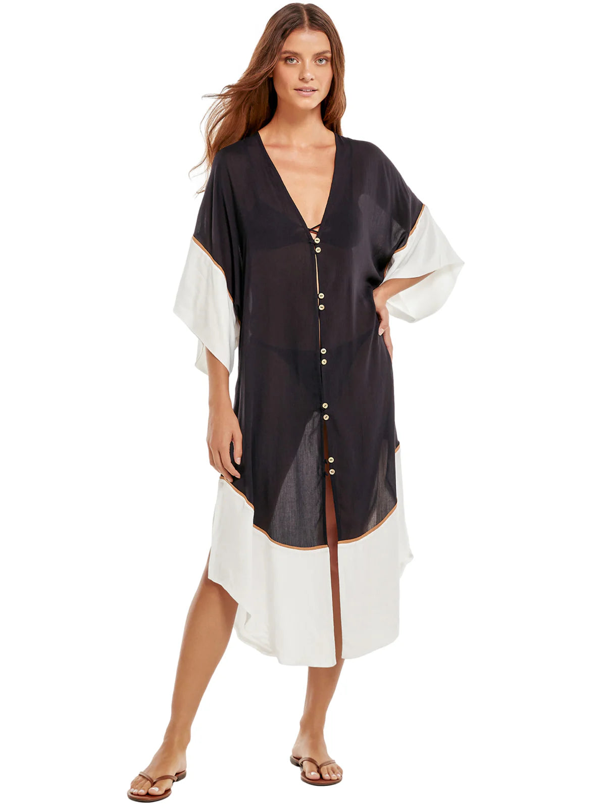 Load image into Gallery viewer, Solid Venus Kaftan Black - Kaftan
