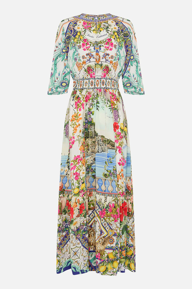 Waisted Dress With Hem Ruffle Amalfi Amore - Dress