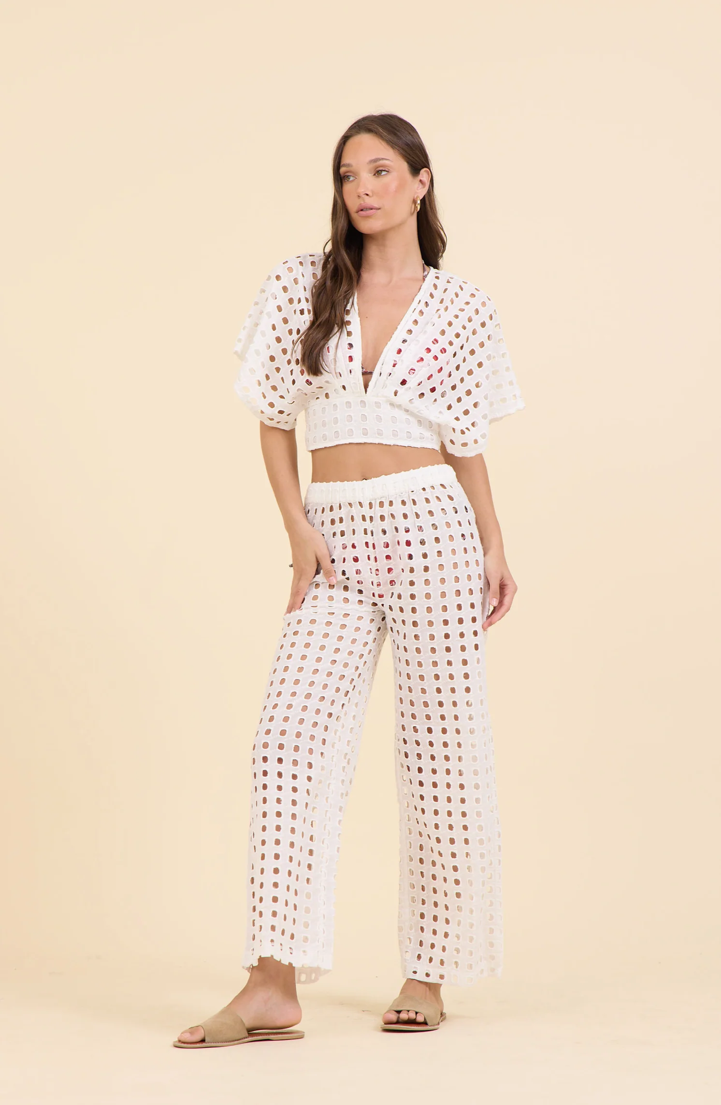Load image into Gallery viewer, White Box Eyelet Pant - Trousers
