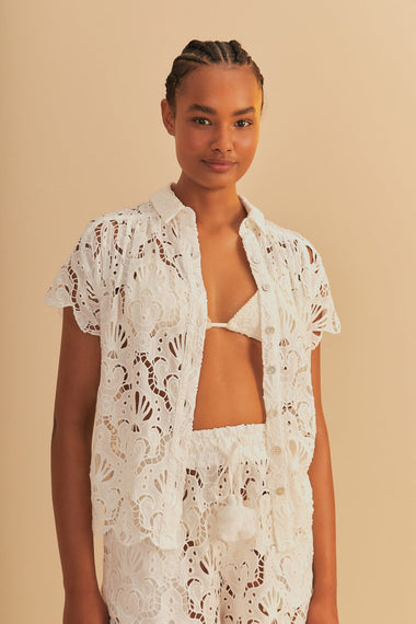 White Seashell Eyelet Shirt