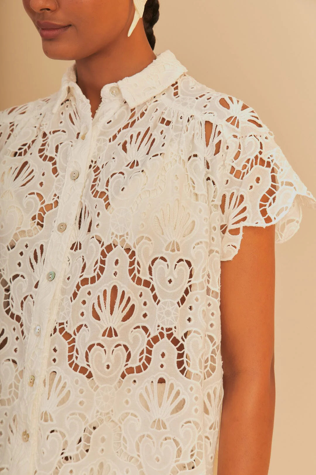 Load image into Gallery viewer, White Seashell Eyelet Shirt
