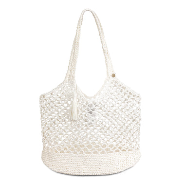 Woven Tassel Tote White - OS - Hat