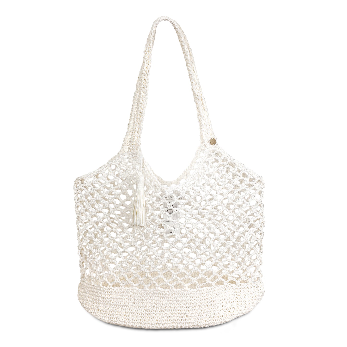 Woven Tassel Tote White
