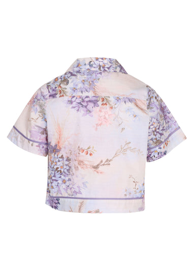 Cascadian Kids Poplin Shirt Blue Botanical Floral