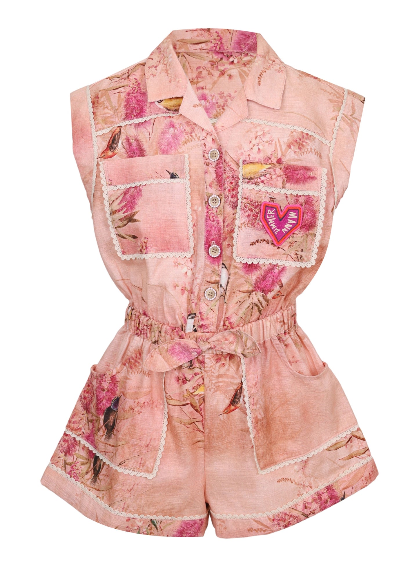 Load image into Gallery viewer, Cascadian Kids Pocket Playsuit Pink Botanical Floral
