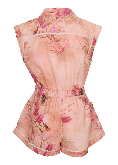 Cascadian Kids Pocket Playsuit Pink Botanical Floral