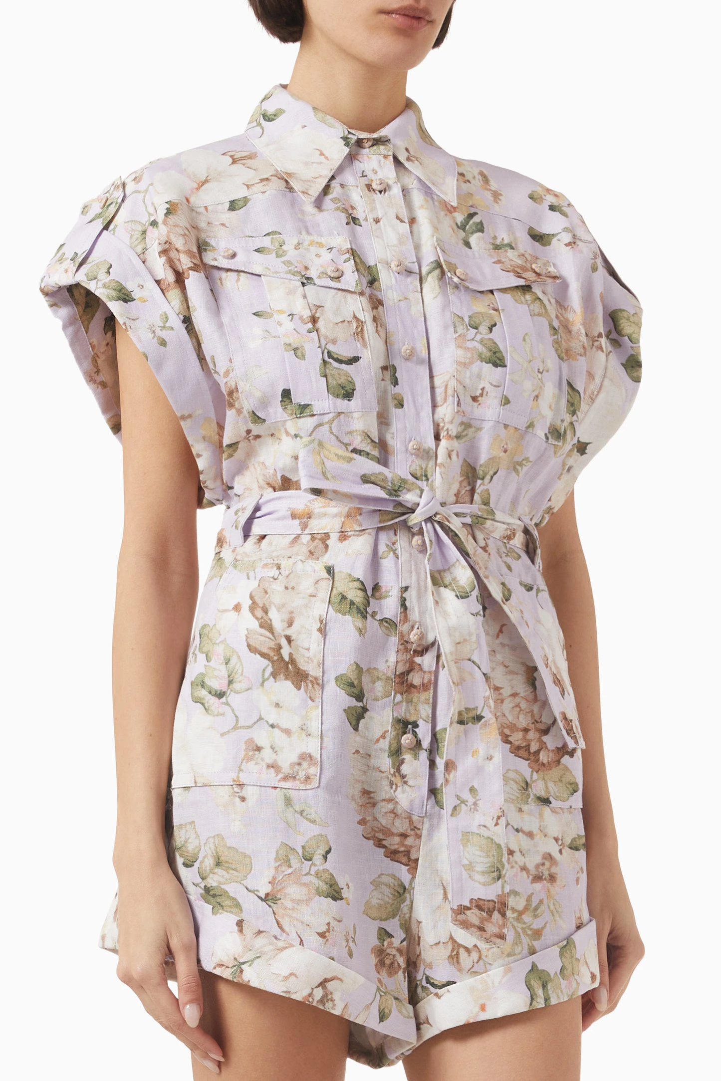 Load image into Gallery viewer, Acacia Pocket Playsuit Lilac Floral - Playsuit
