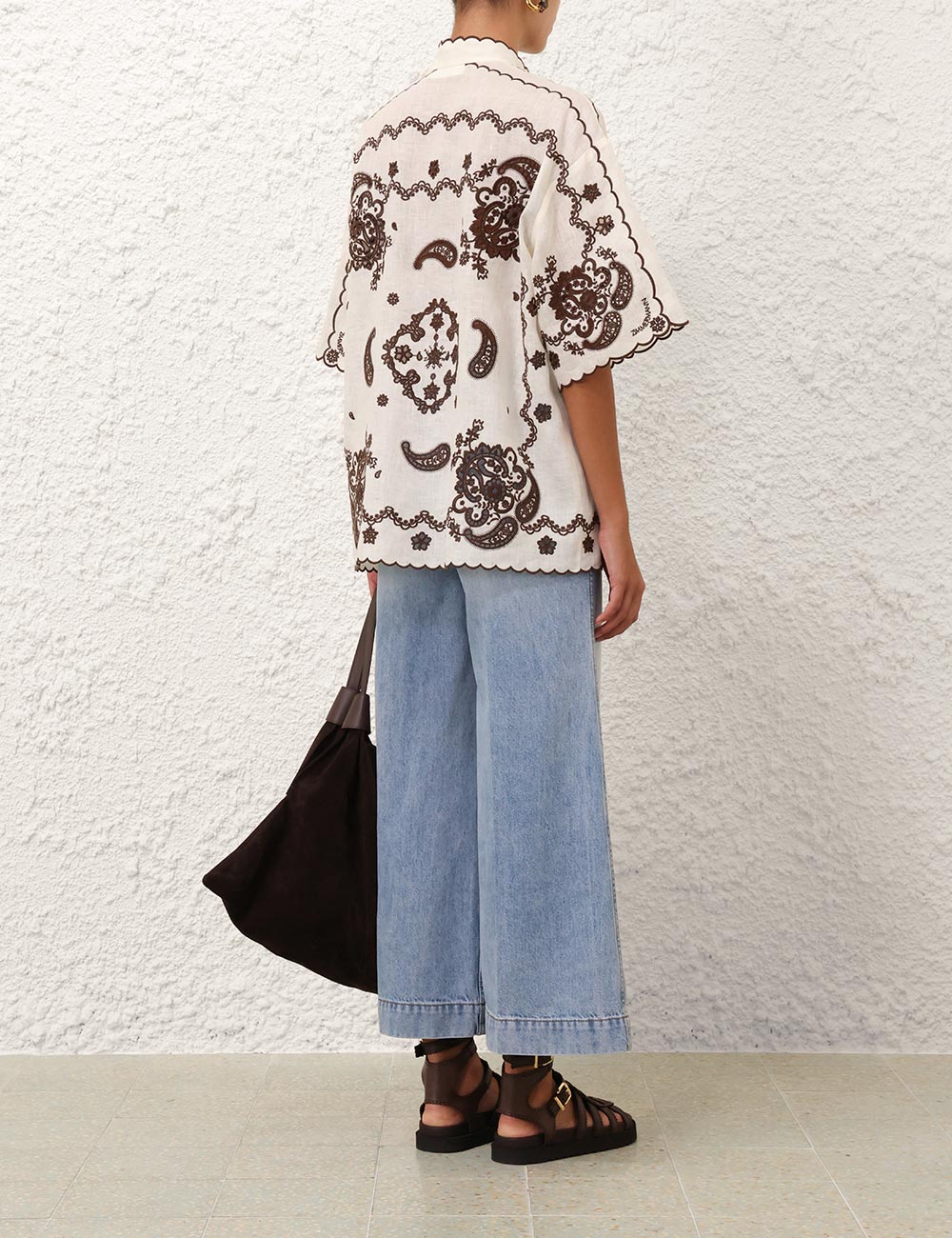 Load image into Gallery viewer, Ascension Embroidered Shirt Ivory Chocolate
