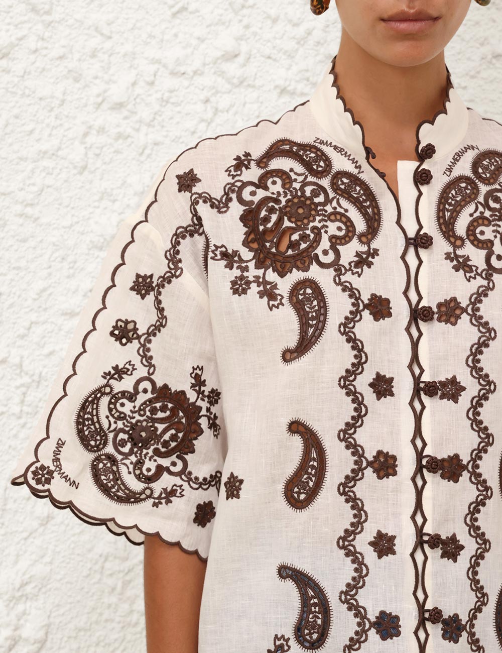 Load image into Gallery viewer, Ascension Embroidered Shirt Ivory Chocolate
