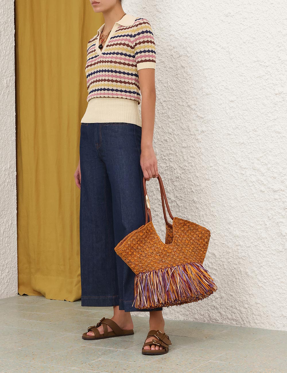 Load image into Gallery viewer, Awaken Scallop Knit Polo Multi Stripe

