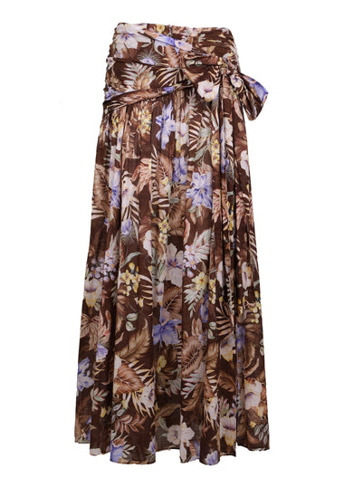 Coco Bow Maxi Skirt Chocolate Multi Floral