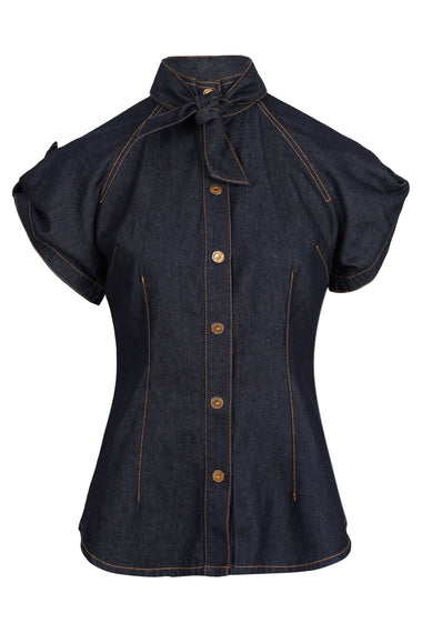 Denim Tie Neck Shirt
