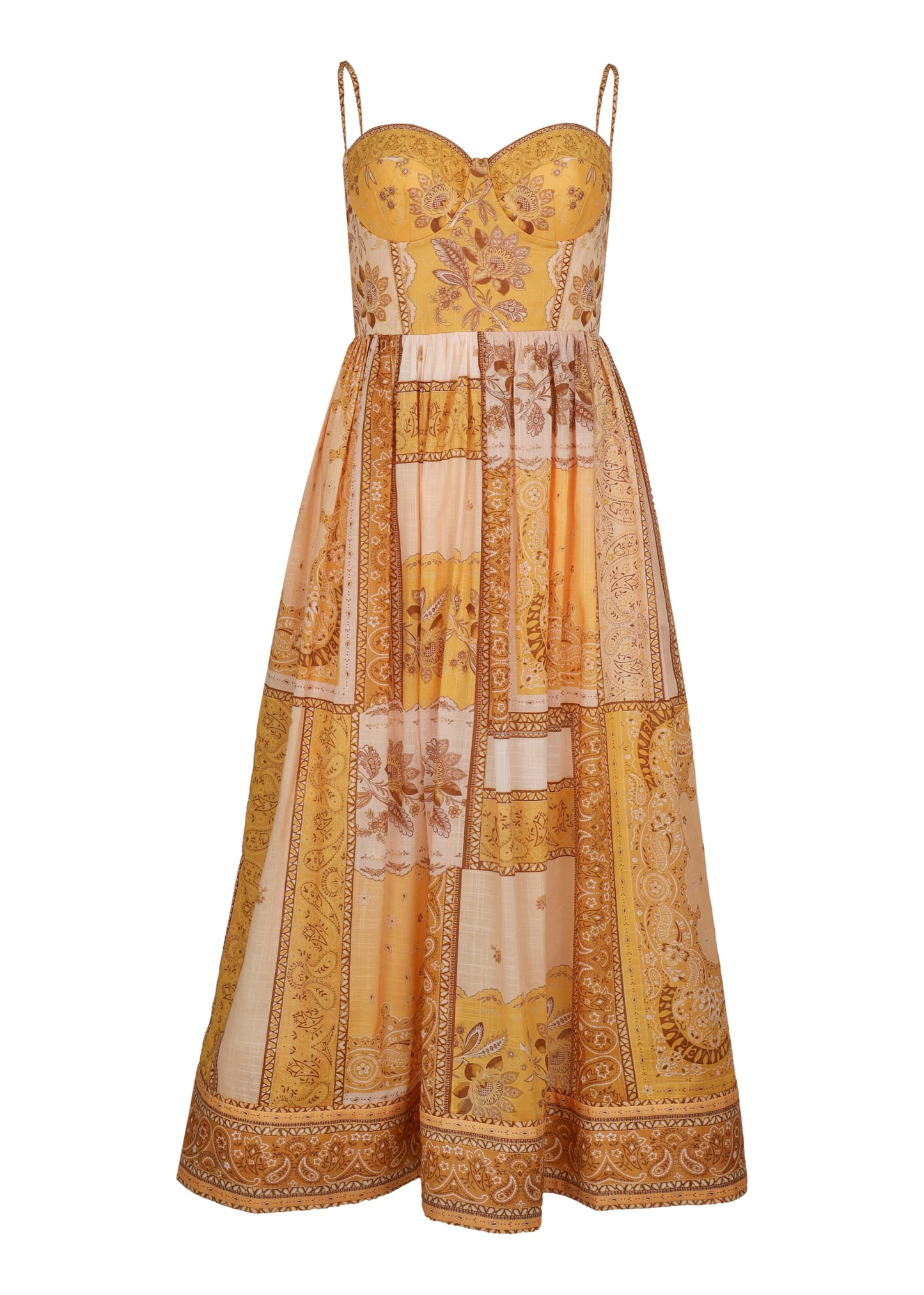 Load image into Gallery viewer, Lucky Corset Midi Dress Mustard Banana
