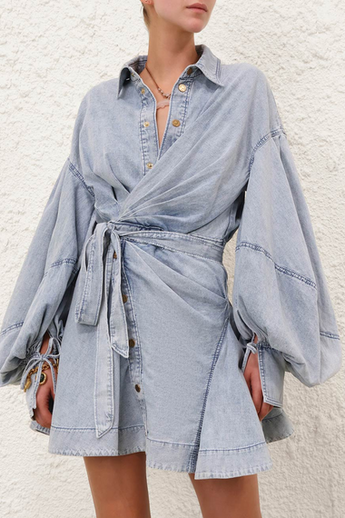 Rebellion Denim Wrap Mini Dress