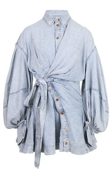 Rebellion Denim Wrap Mini Dress