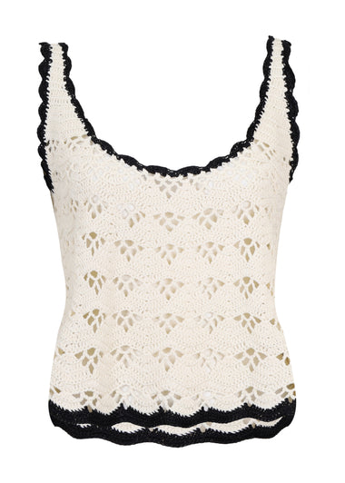 Rhiannon Crochet Tank Cream/Black